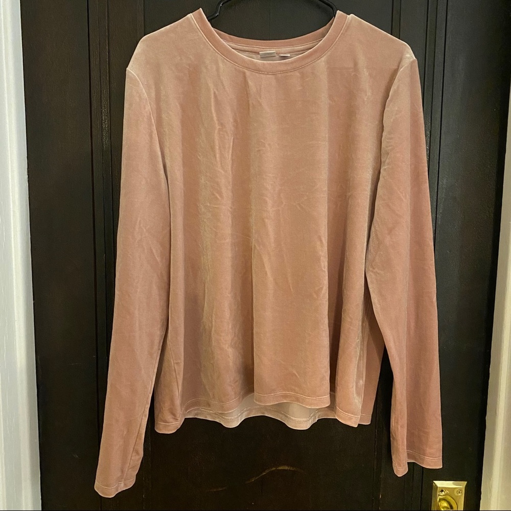 Gap Pink Velvet Long Sleeve Shirt